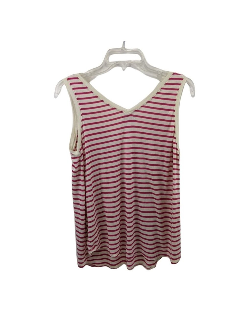 Women's Bordeaux Small Pink and White Stripe Tank Top 11c - Picture 2 of 7
